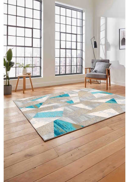 Baskılı Modern Mermer Motifli Yıkanabilir Kaymaz Yolluk Mutfak Salon Halısı, MODERN-170-TURKUAZ, fırsatları