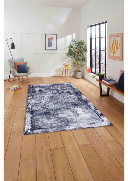 Dijital Baskılı Modern Sade Desen Yıkanabilir Kaymaz Yolluk Mutfak Salon HALISI,MODERN-215-LACİVERT, indirimleri