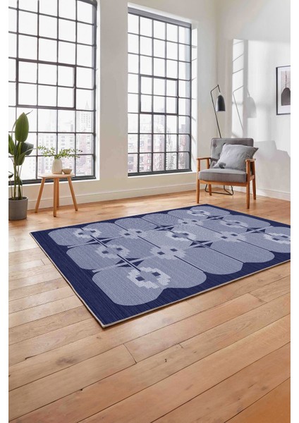 Baskılı Modern Sade Etnik Model Yıkanabilir Kaymaz Yolluk Mutfak Salon Halısı, MODERN-220-LACİVERT, fırsatları