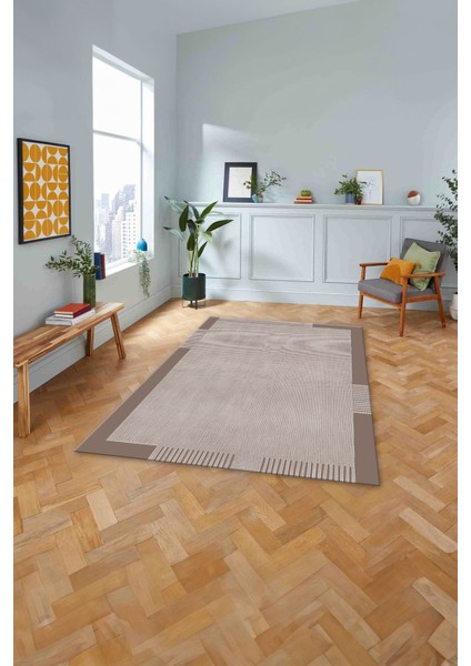 Baskılı Modern Sade Çerçeve Model Yıkanabilir Kaymaz Yolluk Mutfak Salon Halısı, MODERN-183-VİZON, fiyatları