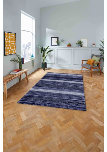 Baskılı Modern Kilim Görünümlü Yıkanabilir Kaymaz Yolluk Mutfak Salon Halısı, MODERN-185-LACİVERT, fiyatları
