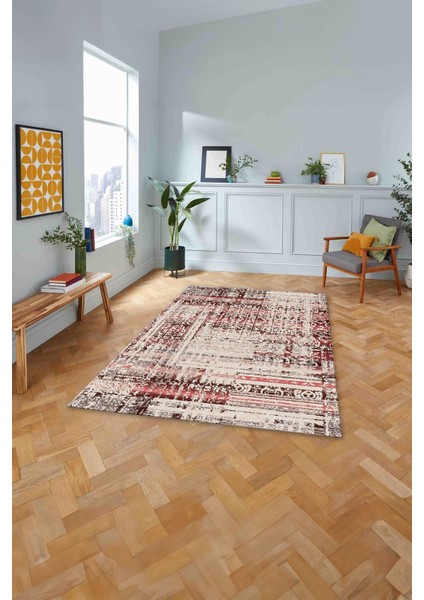 Baskılı Modern Klasik Görünümlü Yıkanabilir Kaymaz Yolluk Mutfak Salon Halısı, MODERN-195-BORDO, fiyatları