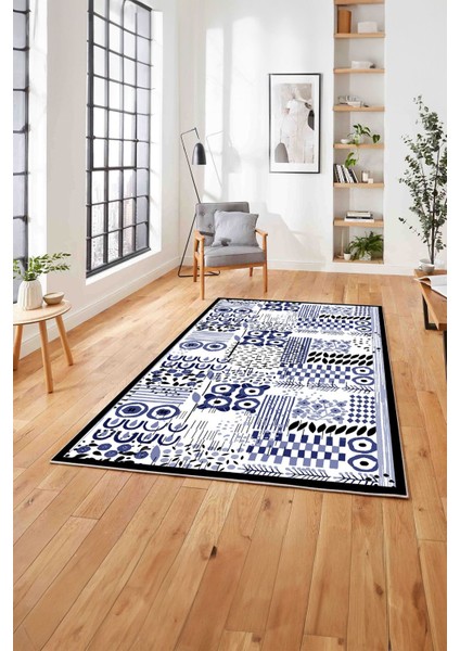 Dijital Baskılı Modern Desen Yıkanabilir Kaymaz Yolluk Mutfak Salon Halısı, MODERN-216-LACİVERT, modelleri