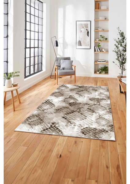 Baskılı Modern Kare Motifli Yıkanabilir Kaymaz Yolluk Mutfak Salon Halısı, MODERN-211-KAHVE, modelleri