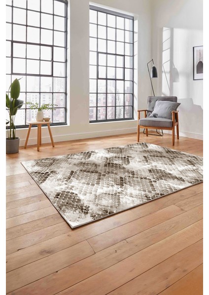 Baskılı Modern Kare Motifli Yıkanabilir Kaymaz Yolluk Mutfak Salon Halısı, MODERN-211-KAHVE, fırsatları