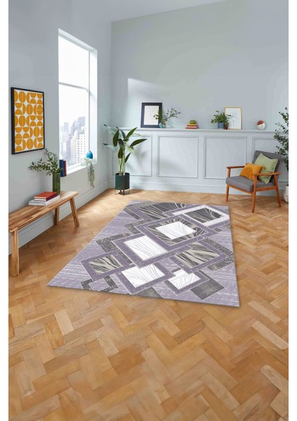 Baskılı Modern Kare Desenli Yıkanabilir Kaymaz Yolluk Mutfak Salon Halısı, Modern-122-Mor, fiyatları