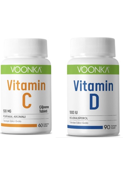 C Vitamini 60 Çiğneme Tablet+ Vitamin D 1000 Iu 90 Kapsül