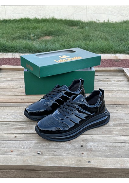 1011 Siyah Rugan Hakiki Deri Erkek Sneakers