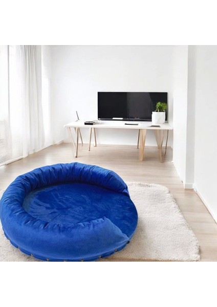 Kedi Köpek Yatağı Simit Model 50*50 Şık Tasarım Tabanı 18MM Sunta Rahat ve Yıkanabilir Minder Kumaş