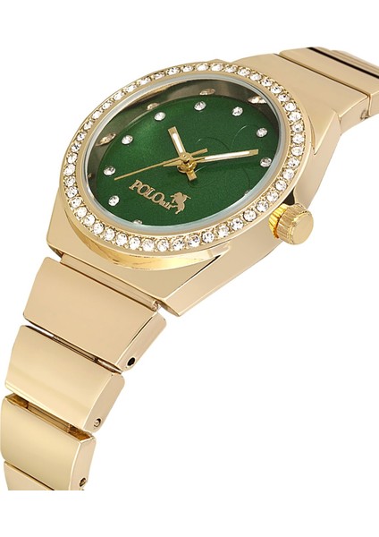 Lüx Taşlı Kadın Kol Saati Zirkon Taşlı Kolye Bileklik Özel Kombin Set Gold Yeşil Renk ST-2158S3 fiyatları