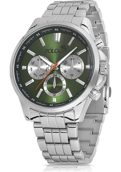 Tek Sıra Metal Erkek Kol Saati Gümüş Yeşil Renk PL-0965E5X