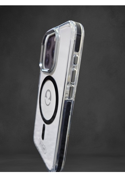 iPhone 15 Pro Şeffaf Siyah Kenar Detay Magsafe Premium Kılıf
