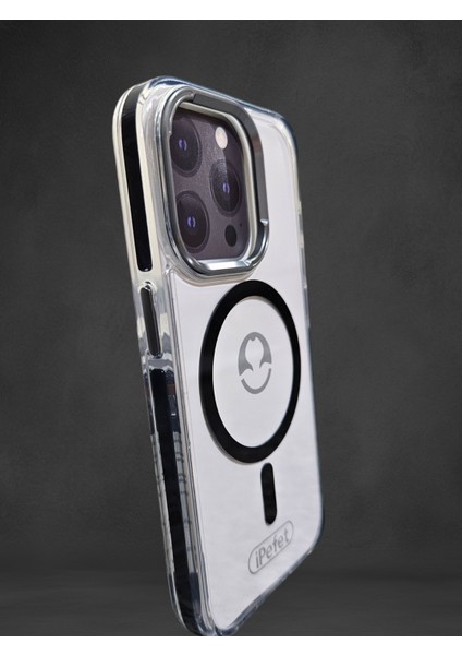 iPhone 15 Pro Şeffaf Siyah Kenar Detay Magsafe Premium Kılıf
