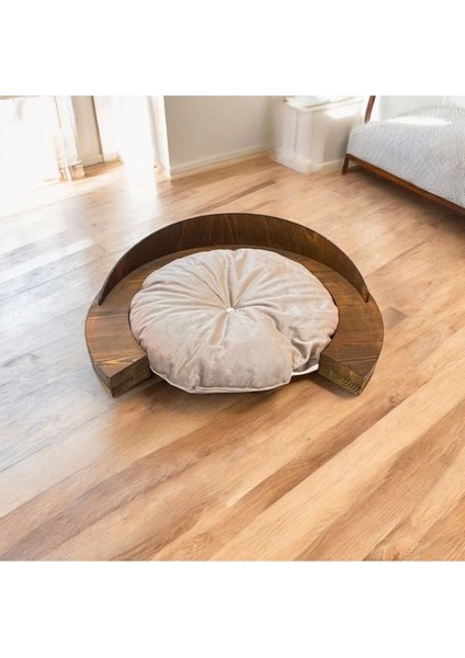 Kedi - Köpek Yatağı Madrid Model 50x50 cm Ceviz Renk Şık Tasarım Rahat Minder Yatak Dahil fiyatları