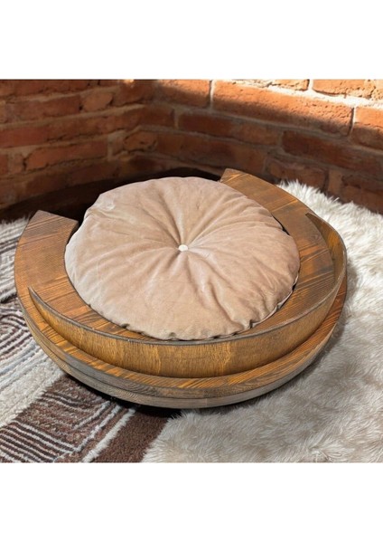Kedi - Köpek Yatağı Madrid Model 50x50 cm Ceviz Renk Şık Tasarım Rahat Minder Yatak Dahil fırsatları