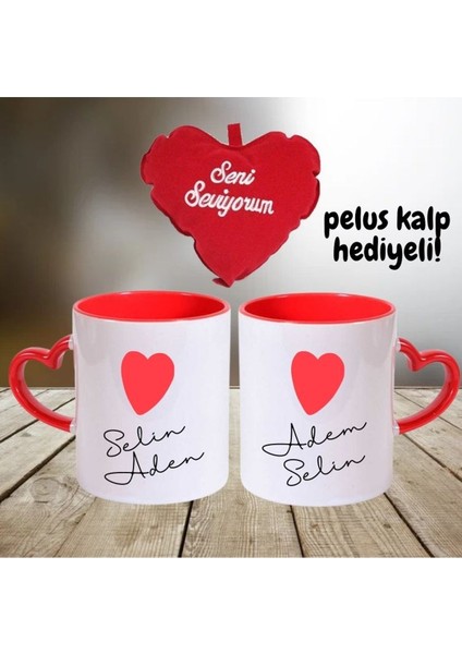 Sevgililer Gününe Özel 2 Adet Isim Yazılı Özel Tasarım Kalp Kulplu Kupa Kırılmaz Strafor Köpükle Paketlenmiştir 2