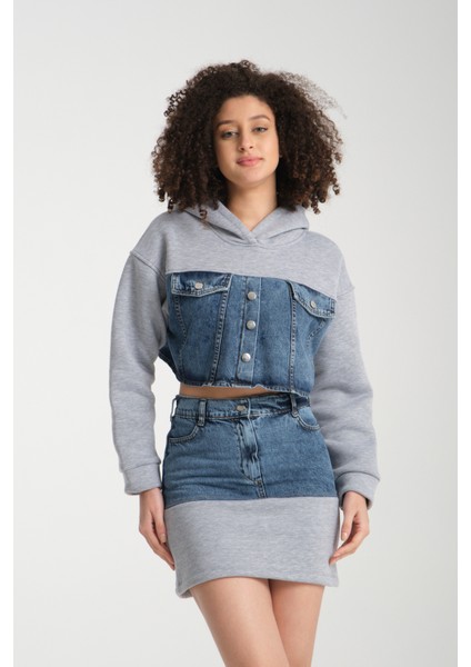 Kadın Denim Etekli Takım 1077