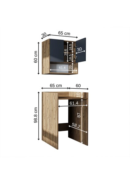 Çamaşır-Kurutma Makinesi Dolabı+ Üst Dolabı, Banyo Dolabı 65 cm fiyatları