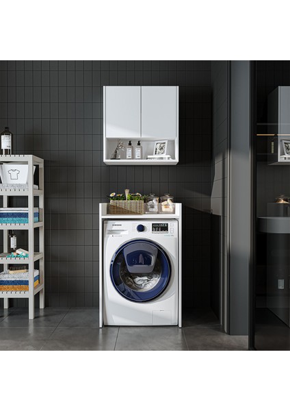 Çamaşır-Kurutma Makinesi Dolabı+ Üst Dolabı, Banyo Dolabı 65 cm