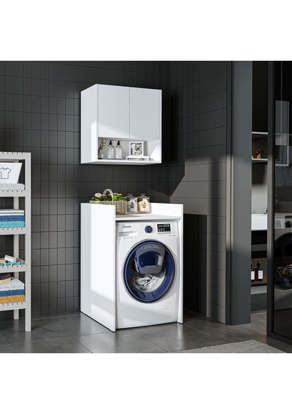 Çamaşır-Kurutma Makinesi Dolabı+ Üst Dolabı, Banyo Dolabı 65 cm fırsatları