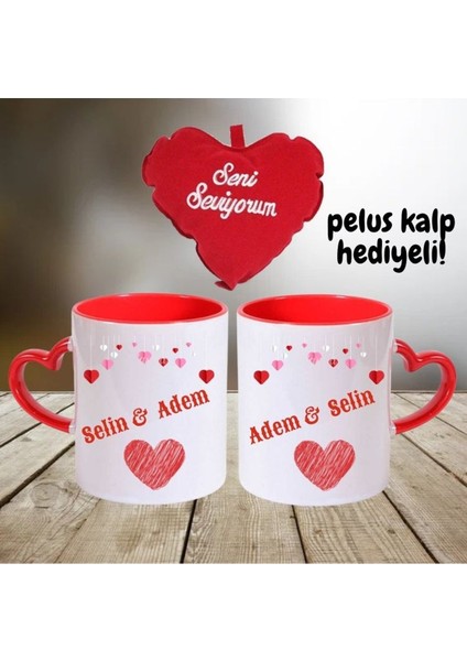 Sevgililer Gününe Özel 2 Adet Isim Yazılı Özel Tasarım Kalp Kulplu Kupa Kırılmaz Strafor Köpükle Paketlenmiştir.