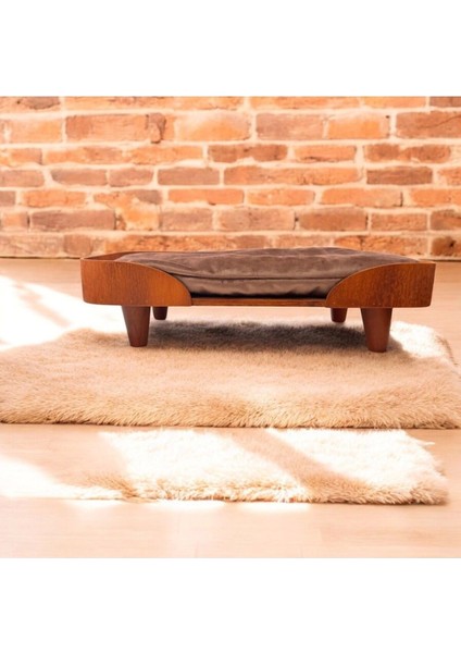 Kedi Köpek Yatağı Barcelona 30x50 cm Ceviz Renk Şık Tasarım Rahat ve Yıkanabilir Minder Yatak Dahil