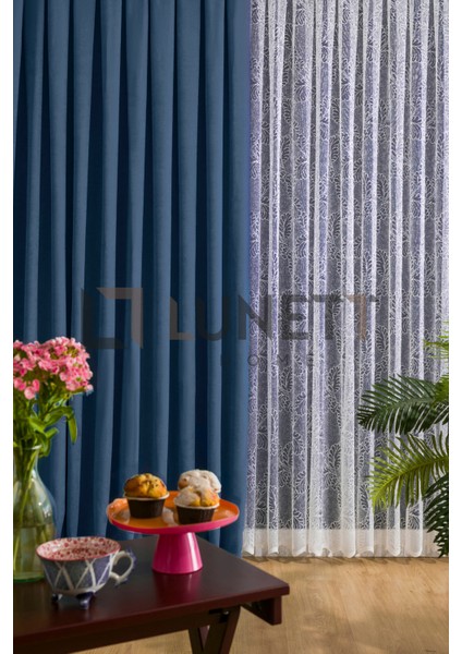 Kullanıma Hazır Parlement Mavisi Renk Pilesiz Ekstraforlu Düz Dikim Fon Perde Tek Kanat 9242