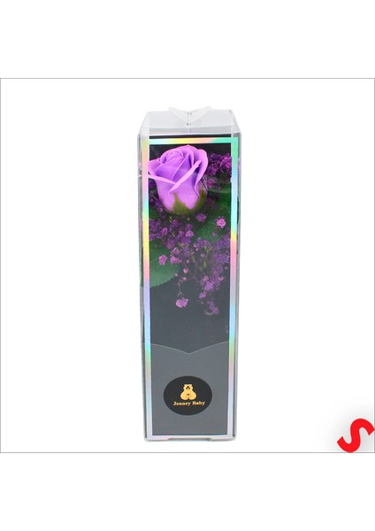 Pvc Kutulu Cipsolu Yapay Mor Gül - 25CM x 7cm