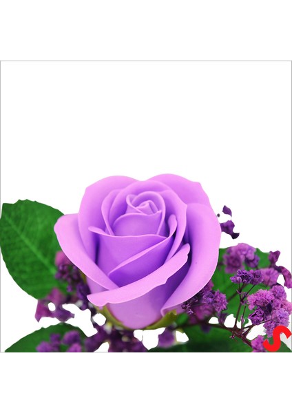 Pvc Kutulu Cipsolu Yapay Mor Gül - 25CM x 7cm