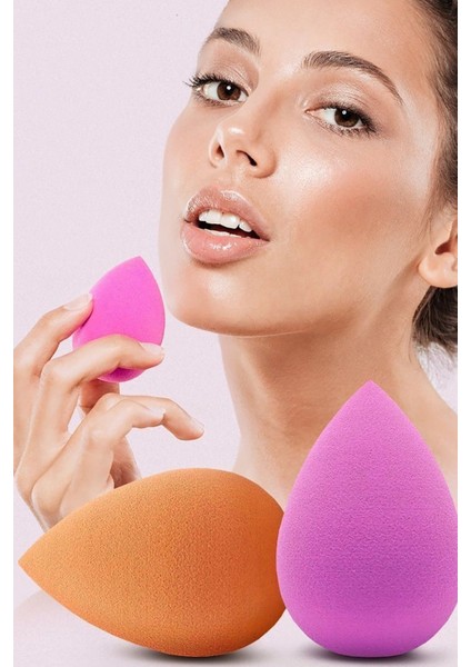 4 Adet Profesyonel Yüz Make-Up Makyaj Sürgeri Armut Şeklinde Tatlı Islak Kuru Kullanım