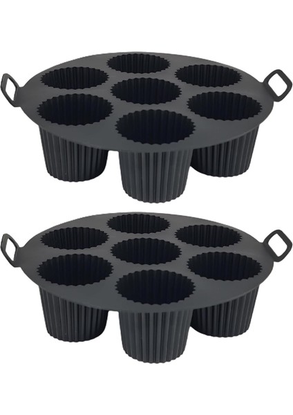 2 Adet Airfryer Silikon Kek Pişirme Kalıbı 7 Bölmeli, Silikon Cupcake Kek Pişirme Kabı Muffin Fırın Kalıbı