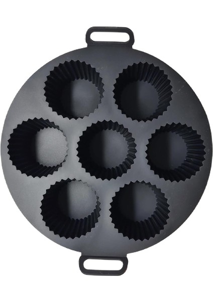 2 Adet Airfryer Silikon Kek Pişirme Kalıbı 7 Bölmeli, Silikon Cupcake Kek Pişirme Kabı Muffin Fırın Kalıbı