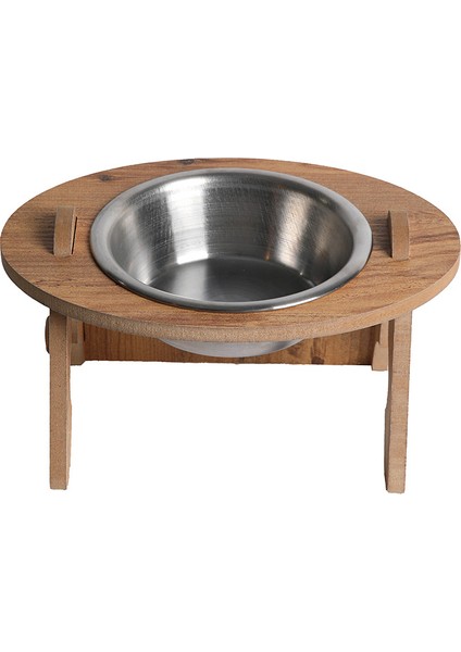 Kedi & Köpek Su ve Mama Kabı Standı Tekli Oval (Çelik)( Eğimli )