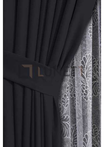 Kullanıma Hazır Siyah Renk Pilesiz Ekstraforlu Düz Dikim Fon Perde Tek Kanat 9208 fiyatları