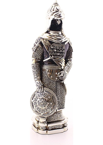 Zırhlı Cevşen Ayetli Asker Gümüş Biblo 3 Boyutlu Büyük Boy 32 CM-017 modelleri