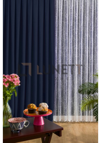 Kullanıma Lacivert Renk Sık Pile 1x3 Dikim Fon Perde Tek Kanat 9241