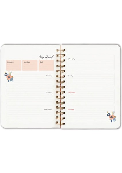 Yeşil Çiçekli Ajanda Süresiz Planlayıcı Defter