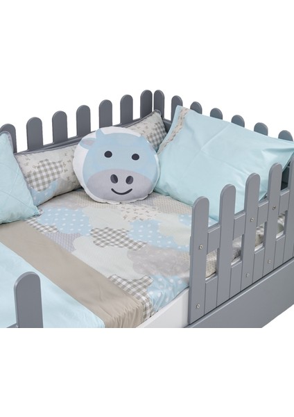 Soft Montessori Çocuk Odası Gri Karyola 90x190 cm