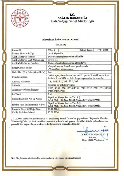 Algaecide Sıvı Yosun Önleyici ve Havuz Yosun Giderici Havuz Kimyasalı 20 KG