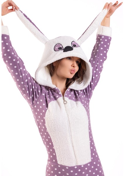 Kadın Lila Tavşan Küçük Puanlı Polar Tulum fiyatları