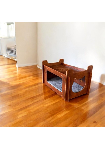 Kedi Evi 2 Katlı Rahat ve Yıkanabilir Minder Yatak Dahil