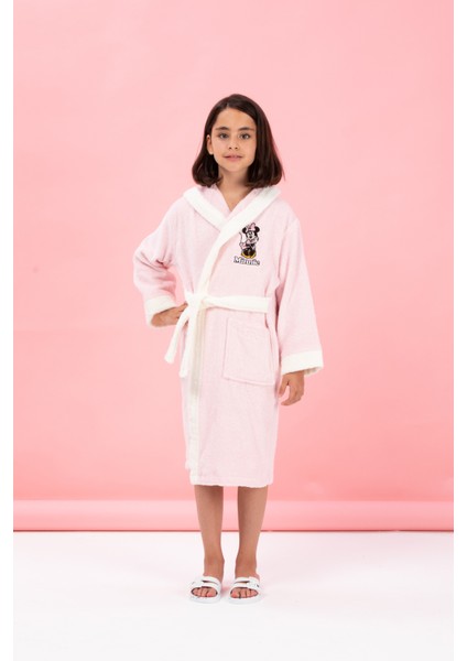 Minnie Mouse Happy Nakışlı Disney Lisanslı Kapüşonlu Çocuk Bornozu 11/12 Yaş fiyatları