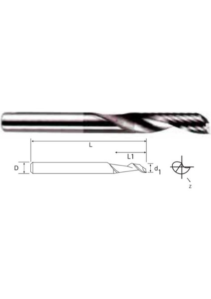 Ø3 Tek Ağızlı Alüminyum Elmas Freze 1 F (12X50X3)