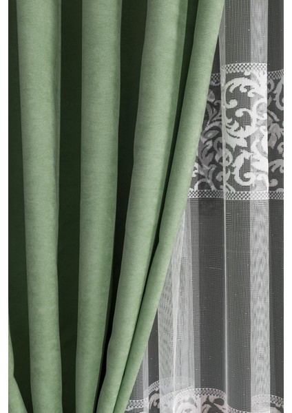 Kullanıma Hazır Su Yeşili Rengi Sık Pile 1x3 Dikim Fon Perde Tek Kanat 9195 fiyatları