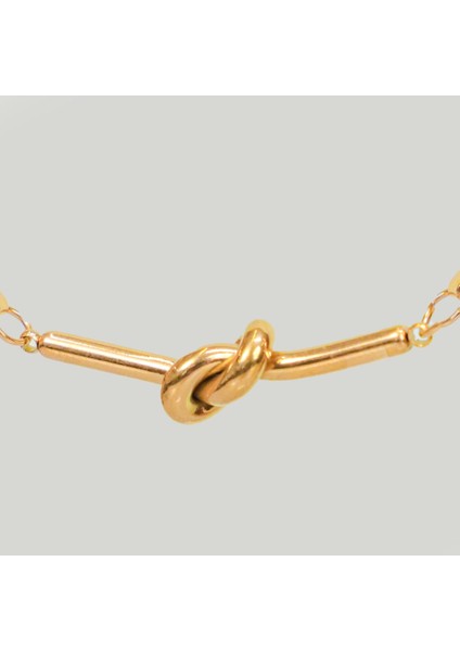 Çelik Kadın Kolye, Modern Şık, Gold Renk, NO:136