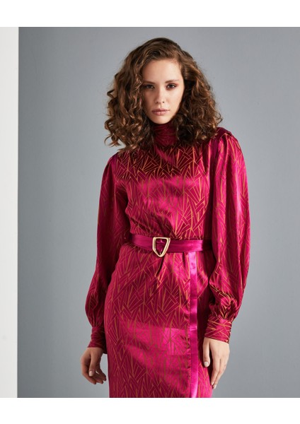 Kadın Yırtmaçlı Midi Elbise - Kemer Detaylı - Şık ve Zarif Tasarım - Özel Gün ve Davetler Için Elbise fırsatları