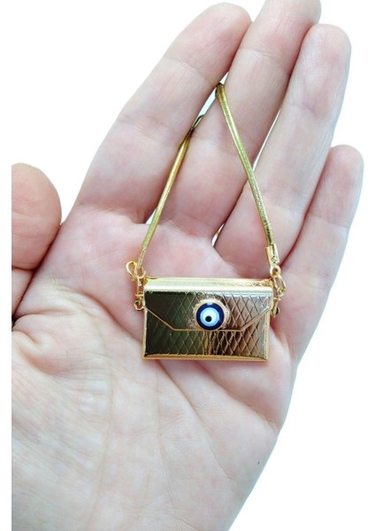 Altın Kaplama Açılabilir Metal Çanta Ayetel Kürsi Nazat Ayeti Araba Dikiz Ayna Süsü Nazar Boncuklu