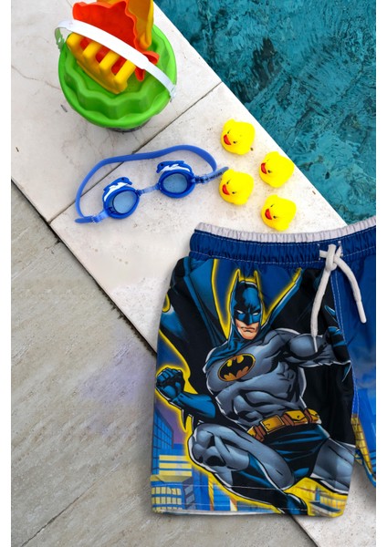 Erkek Çocuk Lacivert Batman Baskılı Bel Bağcıklı Deniz Şortu fiyatları