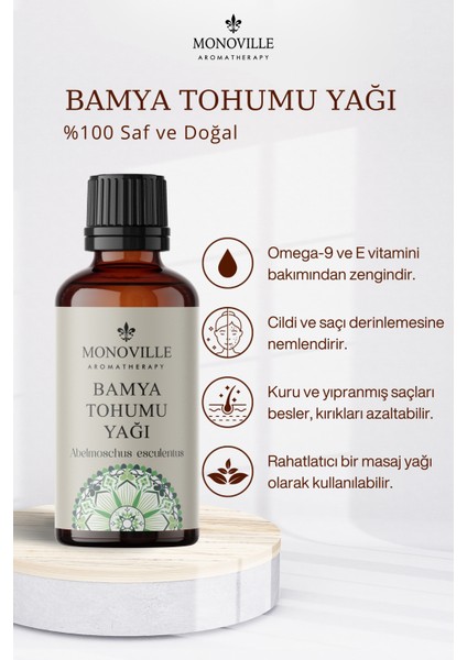 Bamya Tohumu Yağı 30 ml Soğuk Sıkım Saf ve Doğal (Okra Seed Oil)