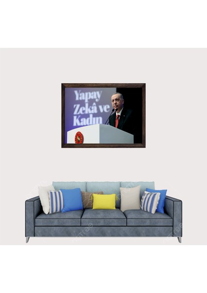Cumhurbaşkanımız Recep Tayyip Erdoğan, Çerçeveli Cam Duvar Tablosu 30 x 45 cm Sp8 fiyatları
